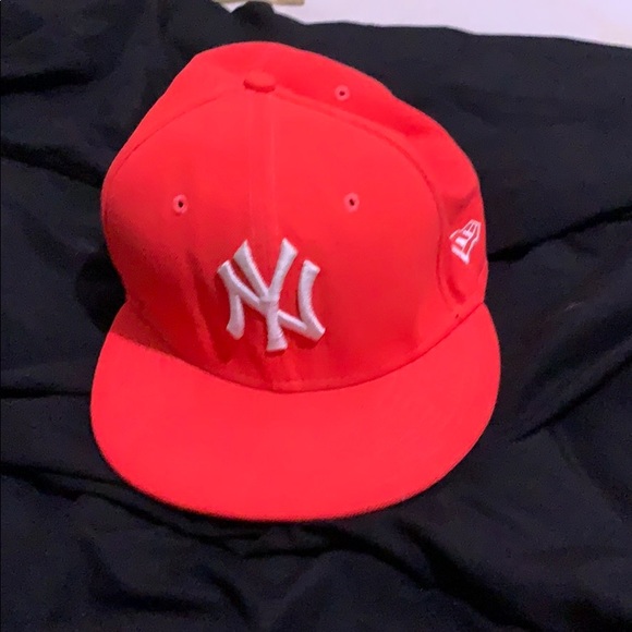 salmon colored hat